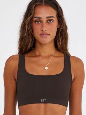 SET ACTIVE SCULPTFLEX BOX CUT BRA MEDIUM ESPRESSO